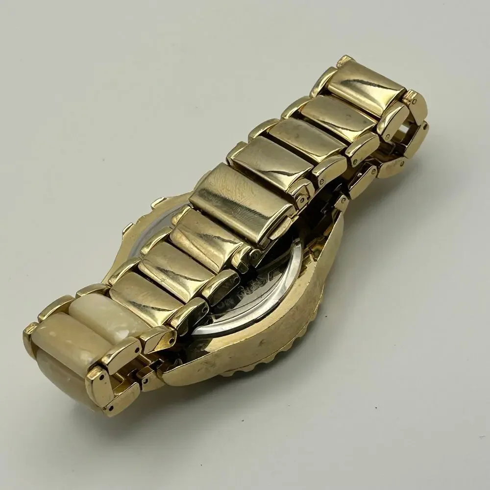 Women’s Gold Tone Chronograph Style Dial Watch Working New Battery